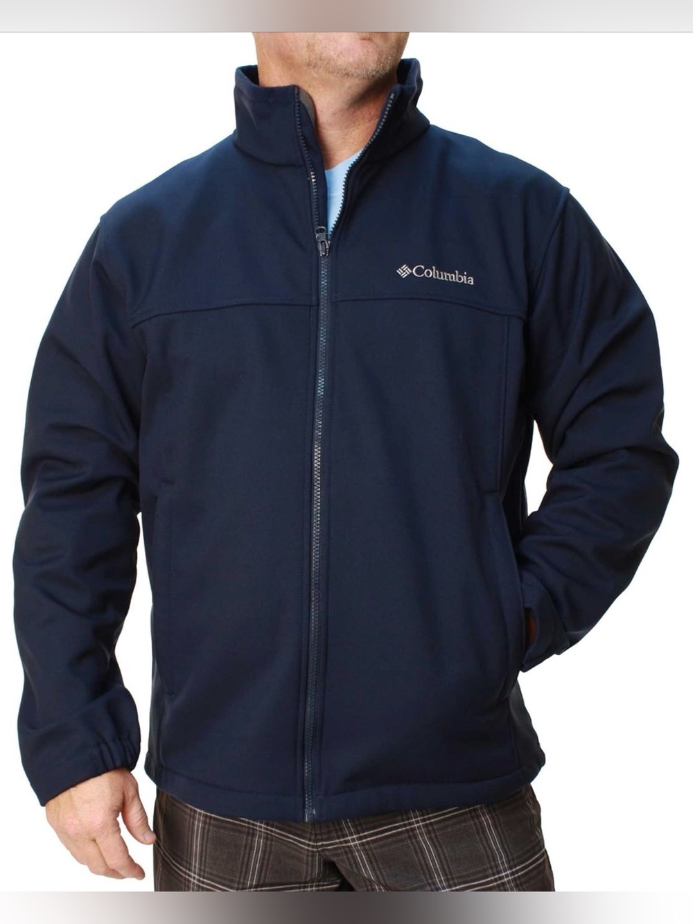 Columbia Mens Mt Village Softshell Jacket XXL Navy Blue Fleece Lined Zip XM6093